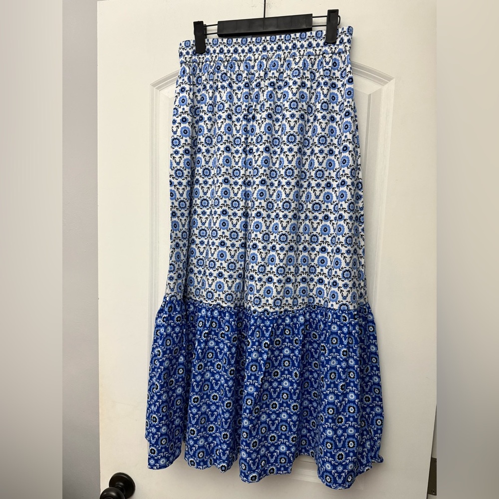 LOFT Blue Petit Maxi Floral Skirt